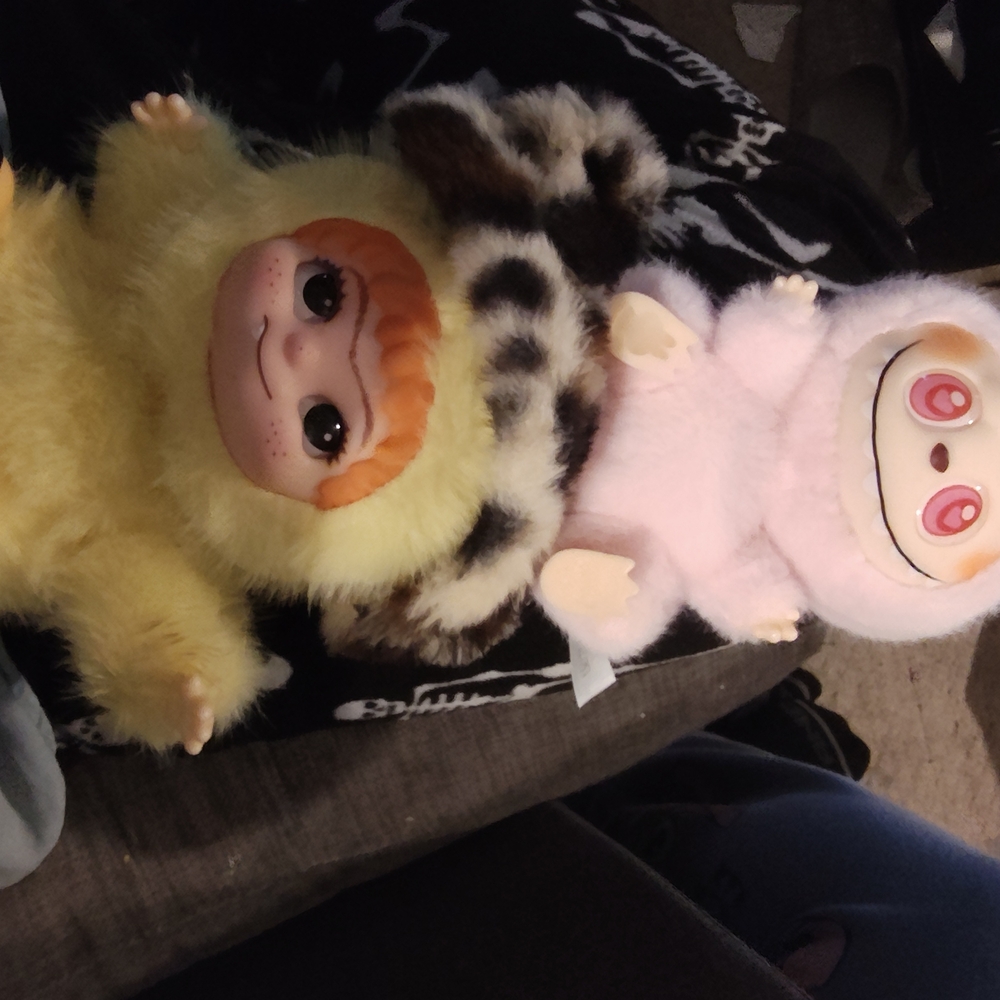 Adorable Yellow and Pink Plush Action Figures